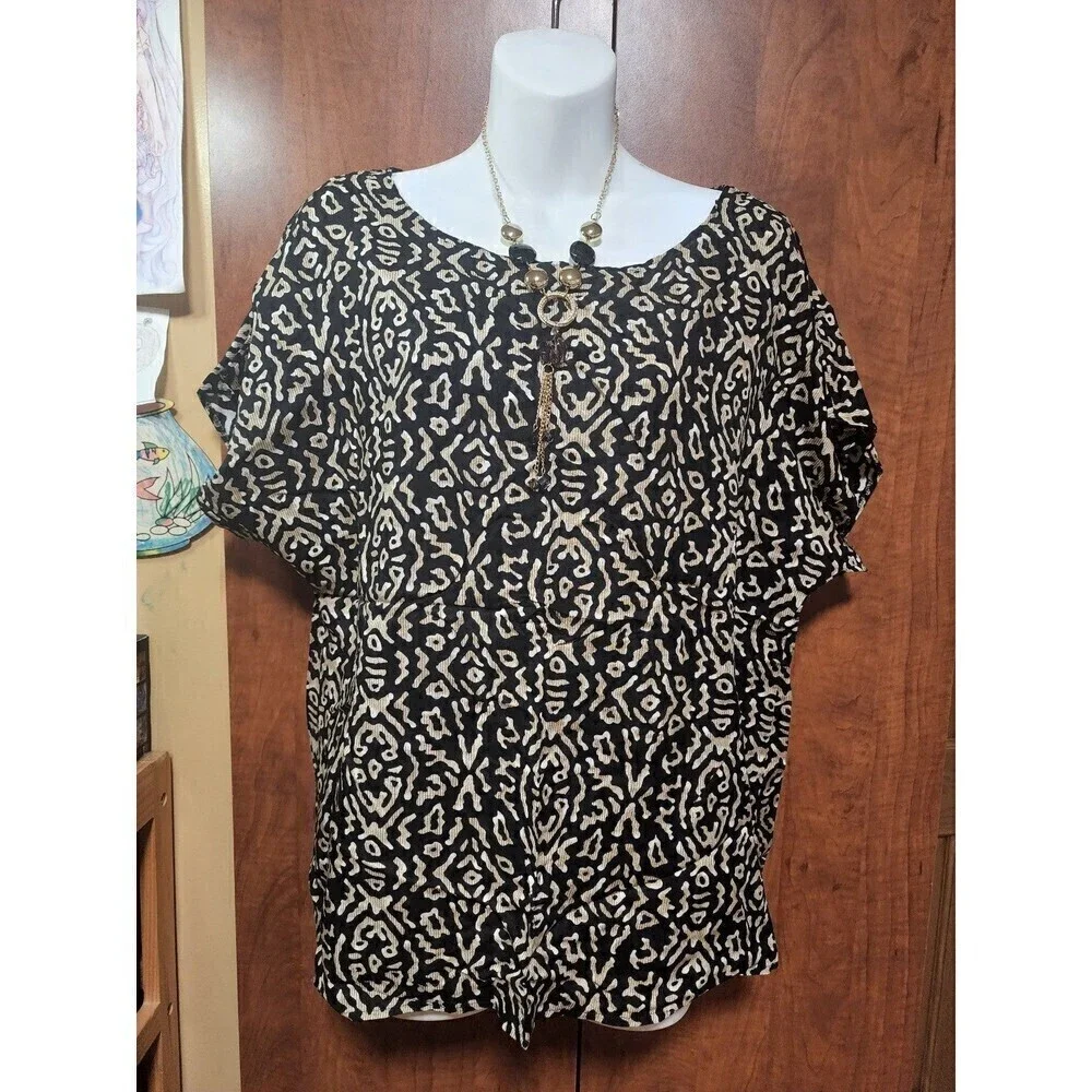 Avon Style Vintage Abstract Print Oversized Blouse Top (M/L) - Picture 8 of 12